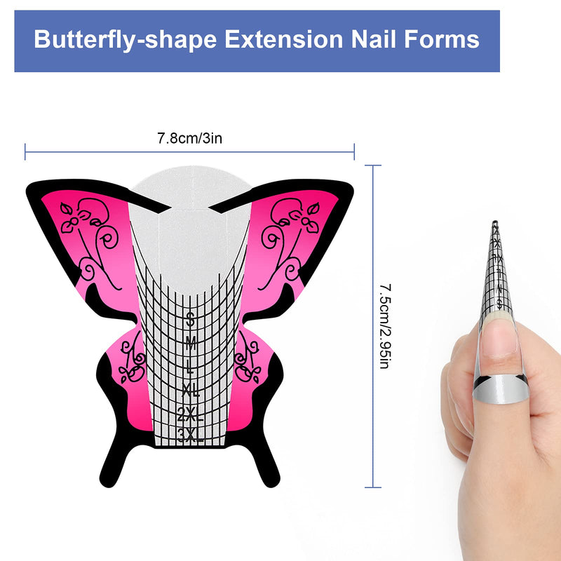 [Australia] - Ahier Nail Forms, 100PCS Acrylic Butterfly-Shape Self Adhesive Gel Nail Extension Nail Forms for DIY Tool UV Gel Forms Guide Stickers 