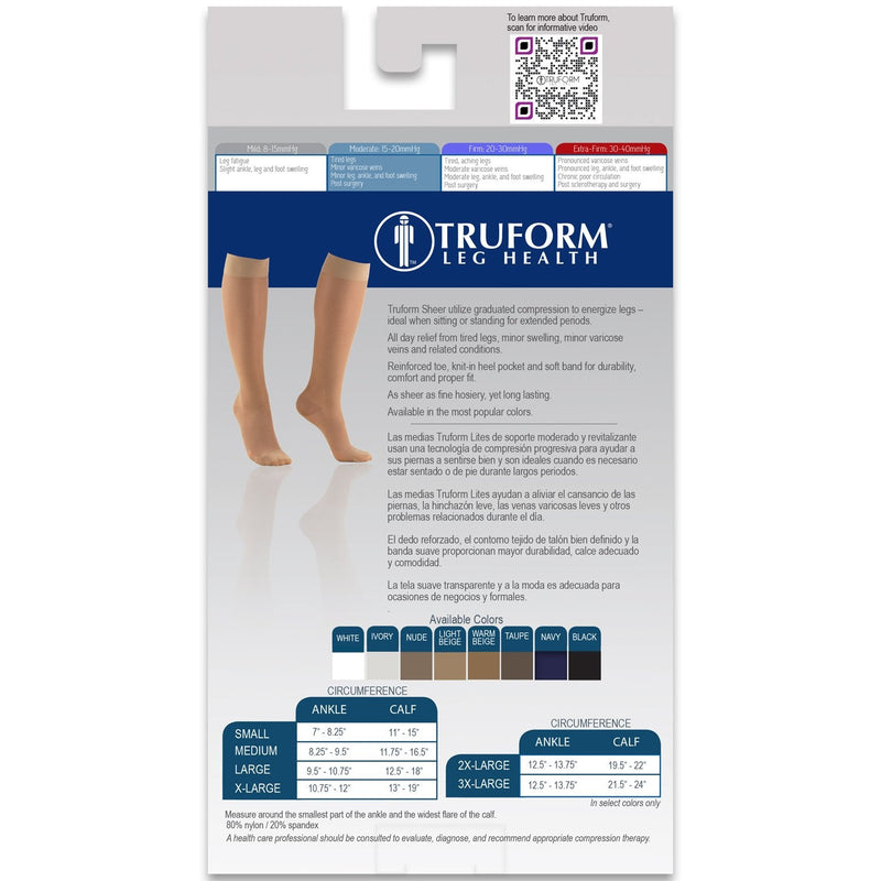[Australia] - Truform Sheer Compression Stockings, 15-20 mmHg, Women's Knee High Length, 20 Denier, Charcoal, Medium 