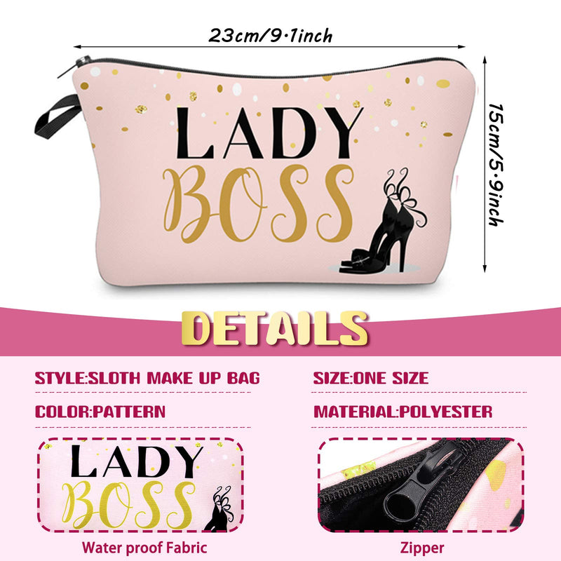 [Australia] - 10 Pieces Letters Makeup Bags Cosmetic Pouch Travel Zipper Cosmetic Organizer Toiletry Bag Printing Pencil Bag for Women Girls Supplies Christmas Gift (Black, Gold and Pink Style) Black, Gold and Pink Style 