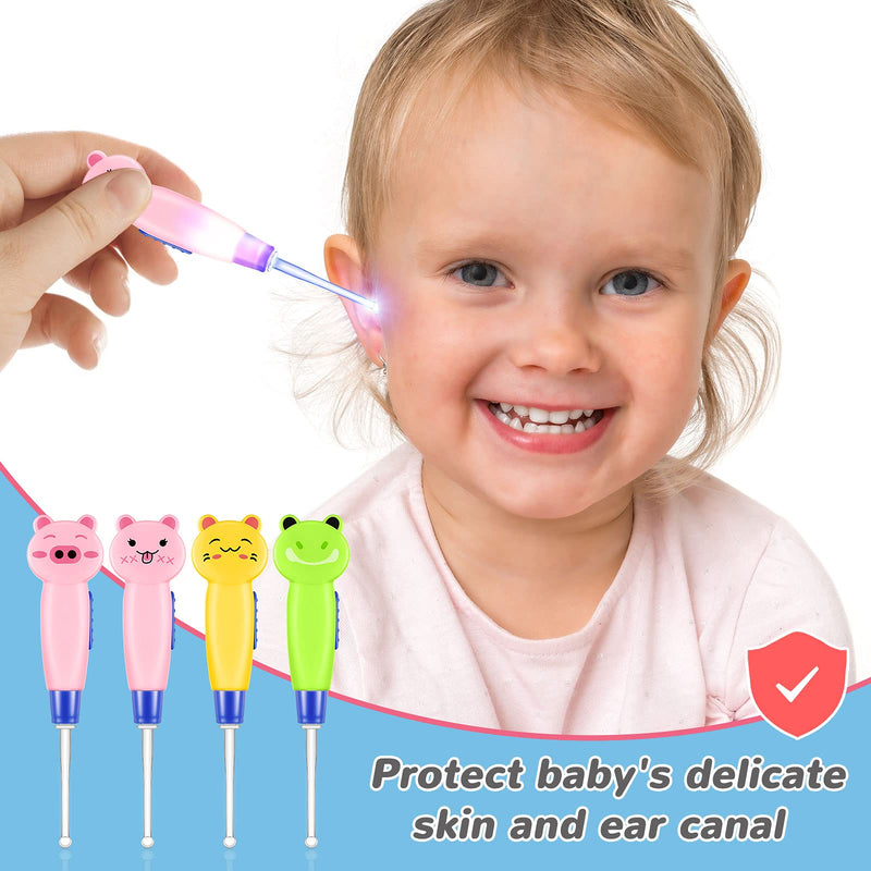 [Australia] - 10 Pieces Ear Wax Removal kit for Kids 4 Toddler Ear Cleaner with Led Baby Earwax Remover and 6 Stainless Steel Wax Remover Earwax Tweezers with Cleaning Brush for Adults 