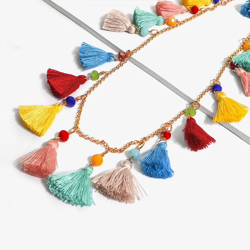 [Australia] - LOXASUM Long Necklace Bohemian Multi-Colored Tassel Elegant Jewelry Choker Adjustable for Women Girls Ladies Gift for Mother's Day Birthday Christmas Holidays LIGHT 