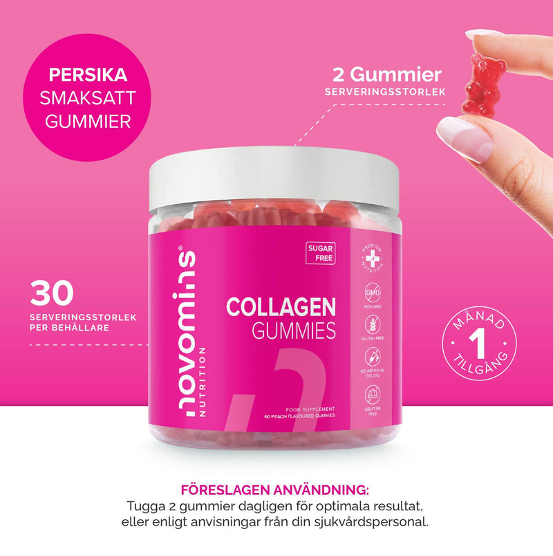 [Australia] - Collagen Gummies - Sugar Free Marine Collagen Gummies - Superior Type 1 Hydrolysed Collagen - Infused with Biotin, Vitamin C and Hyaluronic Acid - by Novomins 