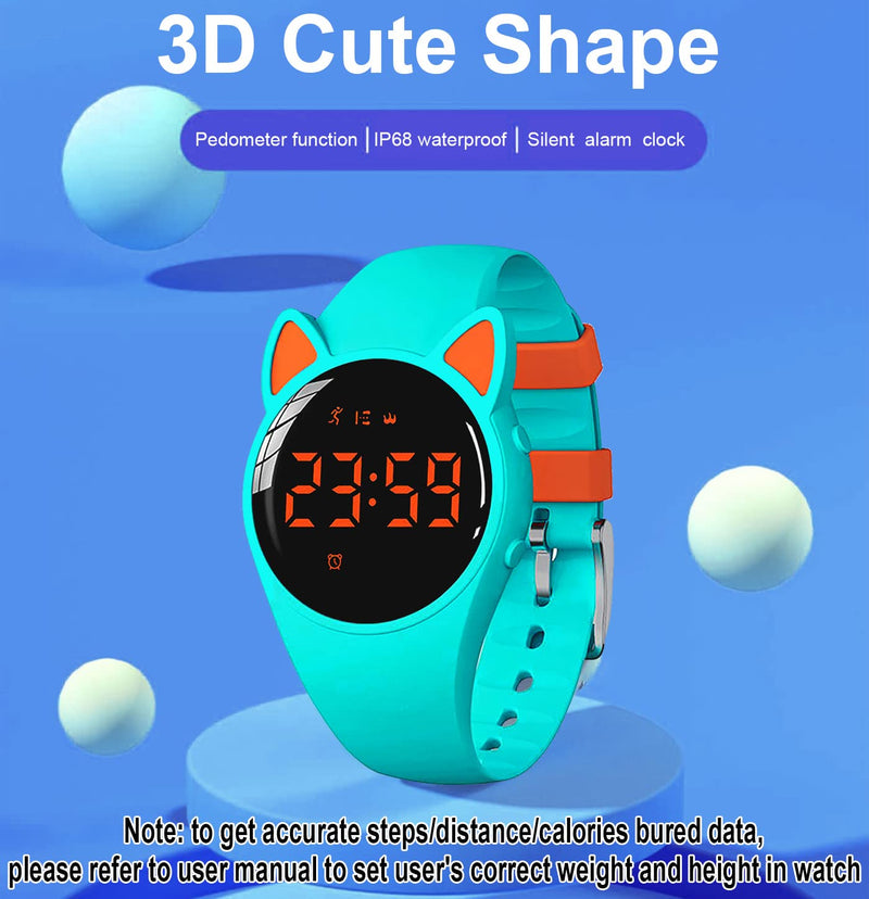 [Australia] - HUYVMAY Fitness Tracker Pedometer Watch No App No Phone Required, USB Charge 1 Hour for 20 Days Use, IP68 Waterproof Watch with Alarm Clock Timer Distance Calorie Step Tracker for Kids and Women Teal+Orange 