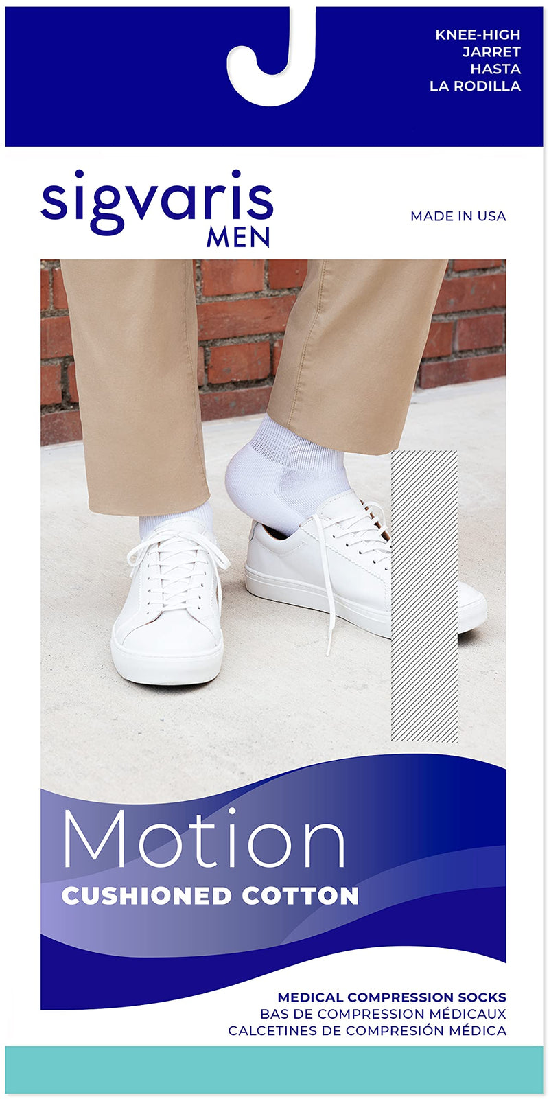 [Australia] - SIGVARIS Men’s Motion Cushioned Cotton 360 Closed Toe Calf-High Socks 20-30mmHg 
