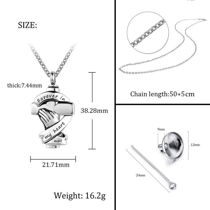 [Australia] - YSAHan Praying Hands Cross Urn Necklaces Ashes Cremation Memorial Stainless Steel Keepsake Pendant Jewelry Forever in My Heart for Women Men Husband 