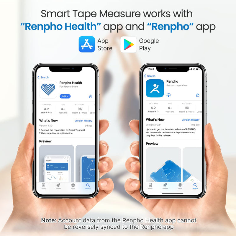[Australia] - Body Tape Measure with Smart App, RENPHO Bluetooth Measuring Tapes for Body Measuring, Weight Loss, Muscle Gain, Fitness Bodybuilding, Retractable, Body Part Circumferences Measurements 