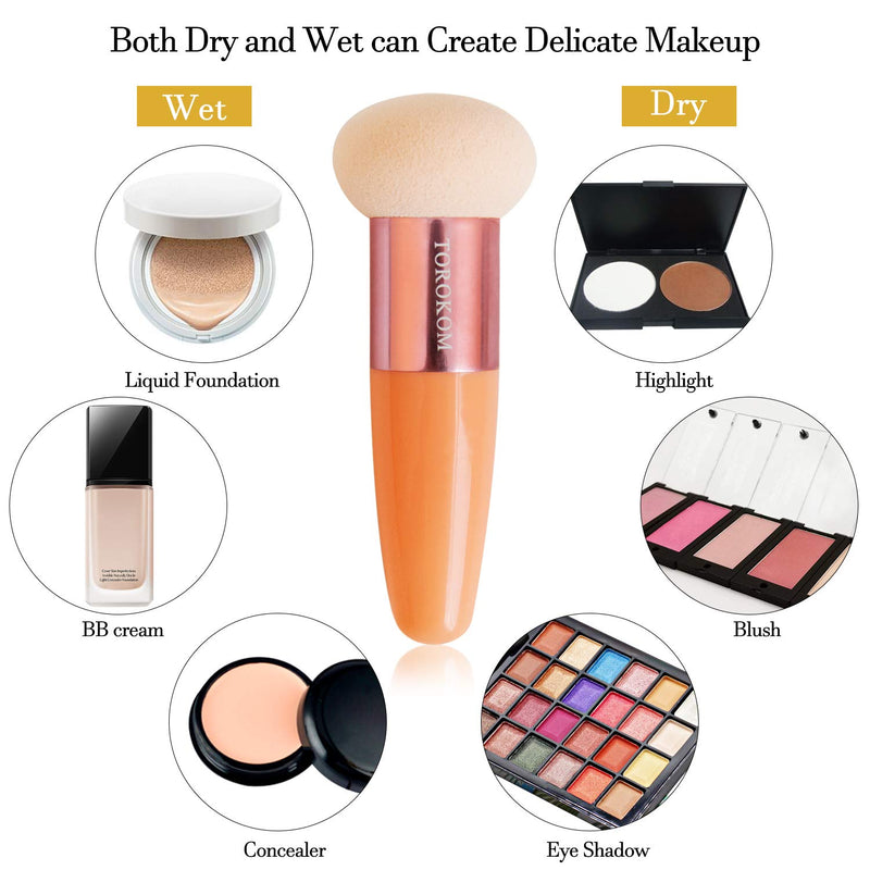 [Australia] - TOROKOM 1Pcs Makeup Sponge Foundation Sponge Blender Beauty Cosmetics Puff Sponge Makeup Brush Tool with Handle for Foundation Powder, Concealer, Beauty Products (Skin Colour) 