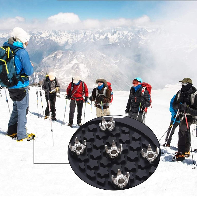 [Australia] - Ice Cleats,Universal Snow Grips for Shoes Ice Fishing Gear Traction Cleats Anti Slip Snow Grips Non-Slip Gripper Over Shoe Boot Rubber with 5 Steel Studs Crampon 
