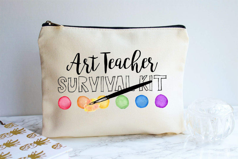 [Australia] - Moonwake Designs Art Teacher Survival Kit Makeup Bag - Art Teacher Gift, Teacher Appreciation, Pencil Holder 