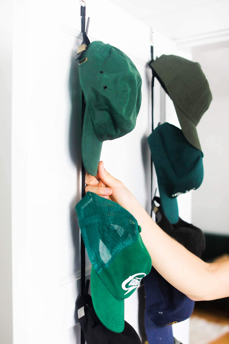 [Australia] - Cap Rack 2 Pack - Holds up to 16 Caps for Baseball Hats, Ball Caps - Best Over Door Closet Organizer for Men, Boy or Women Hat Collections - Display Racks With Clips, Perfect Holder and Storage Pack of 2 