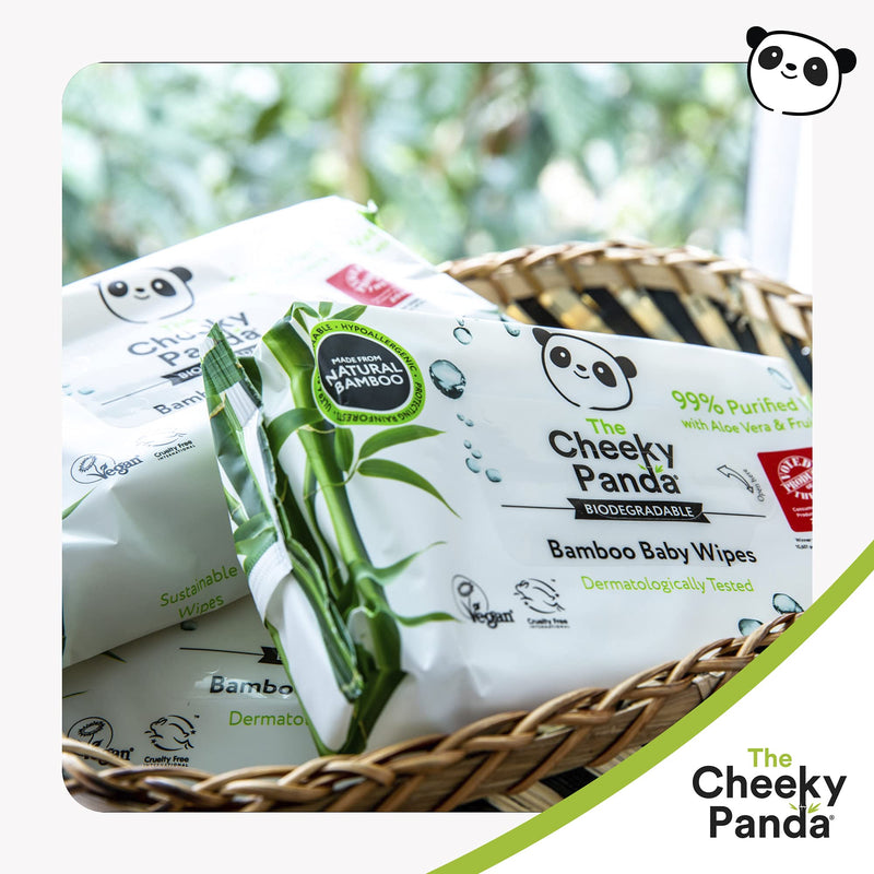 [Australia] - The Cheeky Panda – Bamboo Baby Wipes, Unscented | Pack of 64 Wipes | 100% Biodegradable, Eco-Friendly, Super Soft, Strong & Sustainable 64 Count (Pack of 1) 