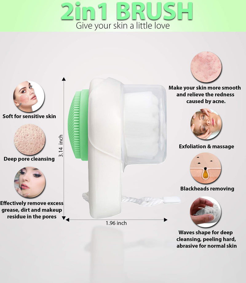 [Australia] - Soft and Ferm Cleansing Brush and Silicone Pad Face Cleanser and Exfoliator Massager Brush for Face and Body,ELLESYAN Manual Facial Cleansing Brush Handheld Mat (GREEN) GREEN 
