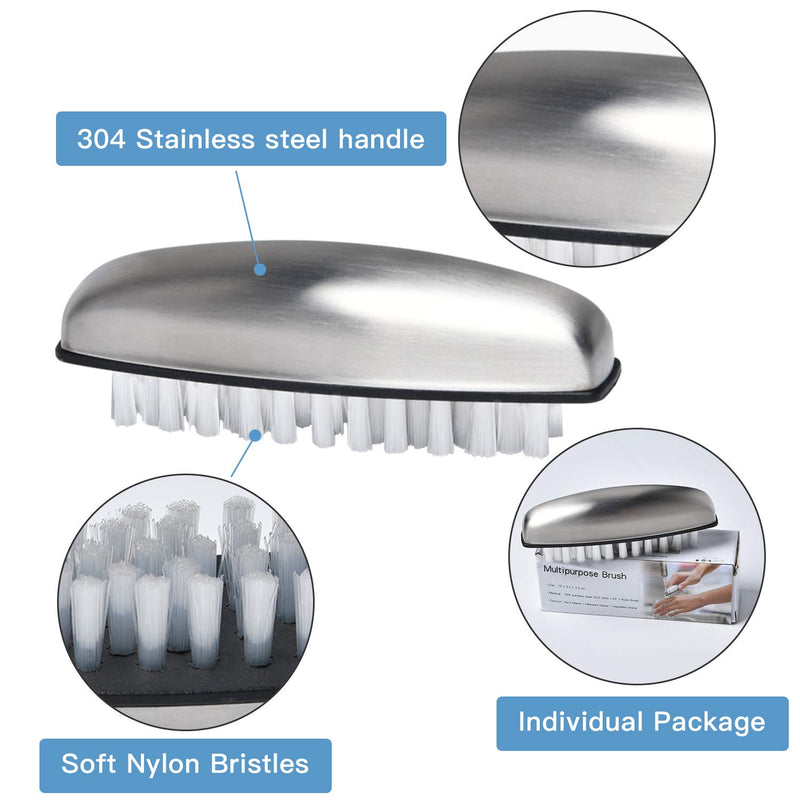 [Australia] - Stainless Steel Nail Brush Akamino Nail Hand Brush Fingernail Scrubbing Brushes for Nails Toes Cleaning Help Eliminating Smells Absorb Odor - 4 Pieces 