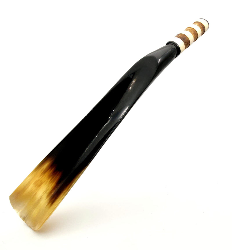 [Australia] - Shoehorn Made with Real Horn and Bone Handmade. Easy Grip Long handle Shoehorn for Men,Women White and Brown Strips 