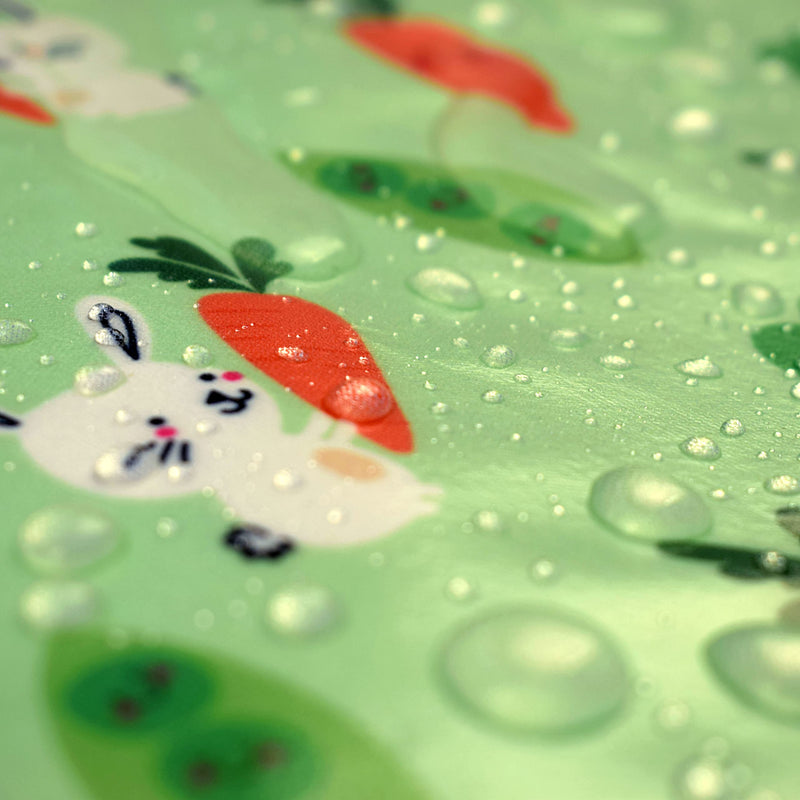 [Australia] - Bibetta Wipeezee XL Coverall Weaning Bib - Baby Bib with Sleeves - Wipe Clean Coverall Bib for Baby and Highchair Baby Led Weaning Unisex for Babies and Toddlers 6 Months +… Green - Bunny & Veg 