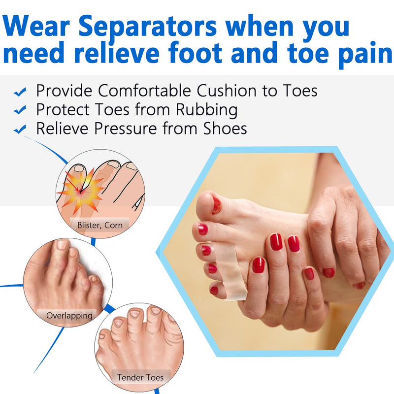 [Australia] - JKcare Pinky Toe Separators & Protectors, Silicone Little Toe Spacer for Overlapping Toe, Curled Toe, Pinky Hammer Toe, Tailor’s Bunion Pain Relief - 6 Pack (Transparent) 