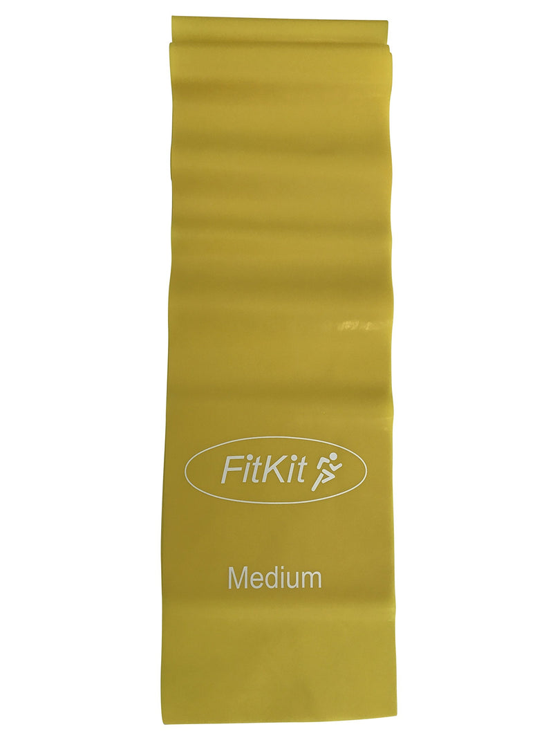 [Australia] - FitKit Resistance Exercise Band - 2M - 4 Resistance Options – Pilates, Yoga, Rehab, Stretching, Strength Training 2. 2M Yellow - Medium x1 