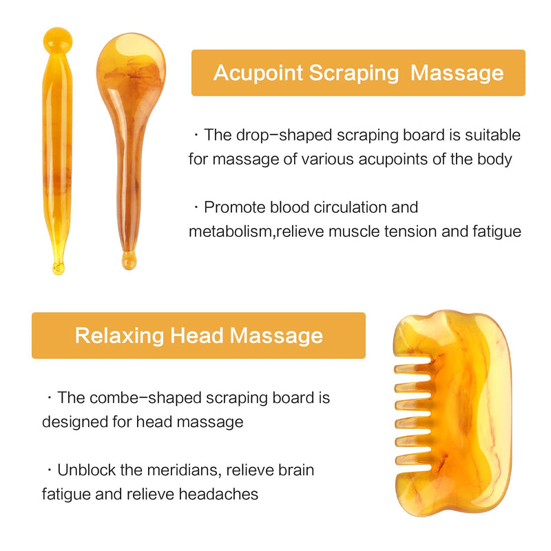 [Australia] - 7 PCS Gua Sha Scraping Massage Tool Gua Sha Facial Massage Tool Natural Resin Gua Sha Scraper Board Health Care Beauty Body Face Massage Tool for Unblock Meridians Eliminate Fatigue 