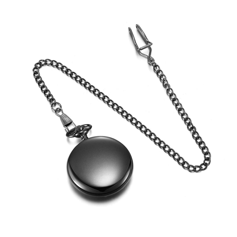 [Australia] - Top Plaza Dad Gifts from Daughter Son Dad Birthday Pocket Watches Black Retro Classic Smooth Vintage Quartz Pocket Watch Fathers Day 