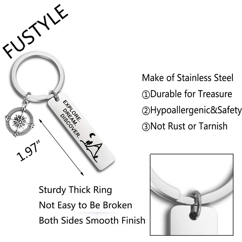 [Australia] - FUSTYLE Compass Gifts Explore Dream Discover Keyring Adventure Keychain Wanderlust Gift Travel Lover Graduation Gift 