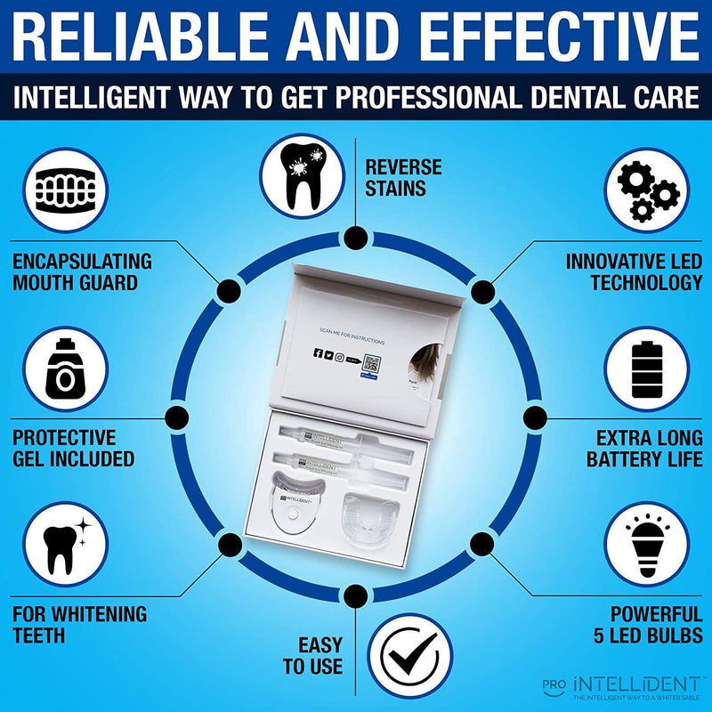 [Australia] - Teeth Whitening Kit with LED Light - Pro Intellident Advanced Gel & Stain Remover - Longer Lasting Results Than Whitening Strips or Activated Charcoal - Ideal Tooth Whitener for Sensitive Teeth Teeth Whitening Kit 