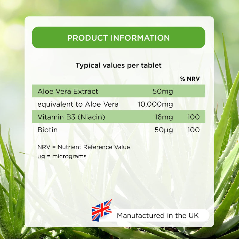 [Australia] - Healthspan Aloe Vera 10,000mg (180 Tablets) | Supports Normal Metabolism | 10,000mg Pure Aloe Vera Gel | Helps to Maintain Normal Immune System | Added B Vitamins | Vegan Friendly 