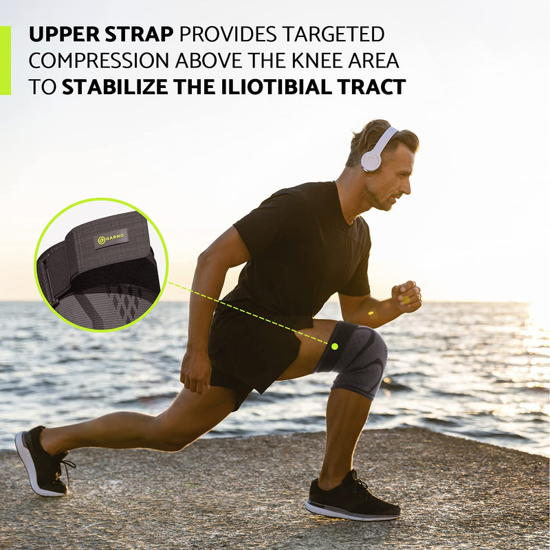 [Australia] - Knee Sleeve with Strap, Compression Brace, Adjustable Patellar Tendon Support, Iliotibial (IT) Band for ITB Syndrome; Arthritis, Meniscus, ACL, Pain Relief for Men and Women, Best for Running, Sports XX-Large 