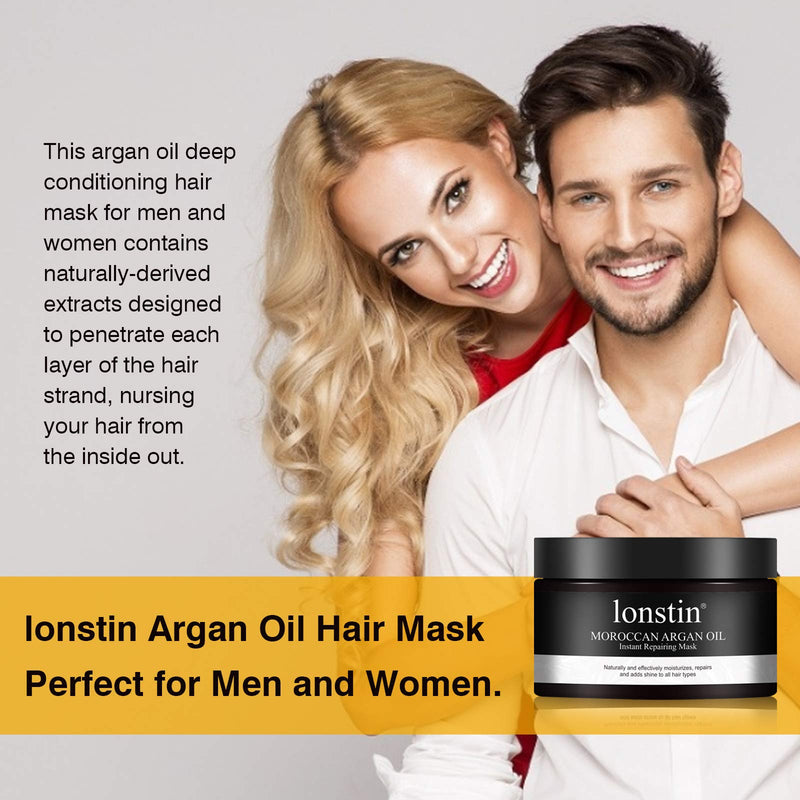 [Australia] - Hair Mask (300ml), lonstin Deep Conditioner Hair Treatment Mask, Moroccan Argan Oil Instant Repairing Mask for Dry Damaged Hair, Curly, Bleached Hair, Reduce split ends & Frizzy Control, 10.1Fl.Oz 