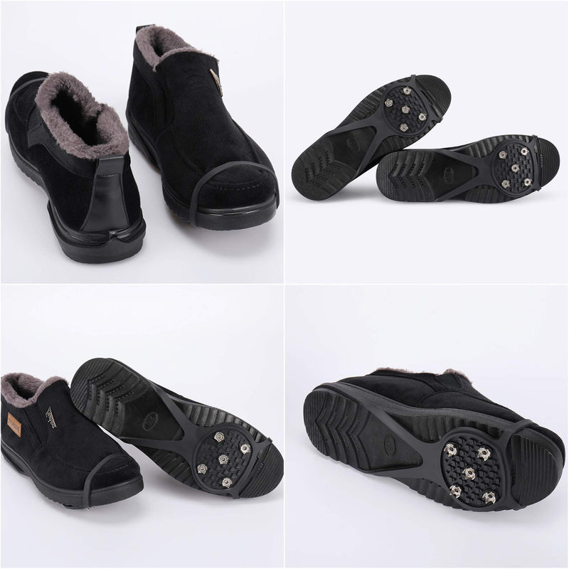 [Australia] - LACE INN 2 Pairs Non Slip Gripper Spike, Ice Grippers Traction Cleats Snow Shoe Spikes Grips Crampons with 10 Steel Studs Cleats black 