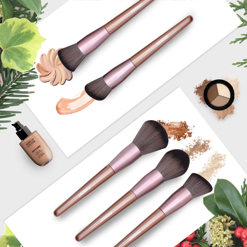 [Australia] - FIXBODY Makeup Brushes set, 15Pcs Premium Synthetic Fan Foundation Powder Kabuki Brushes Concealers Eye Shadows Make Up Brushes Kit(Rose Gold) 
