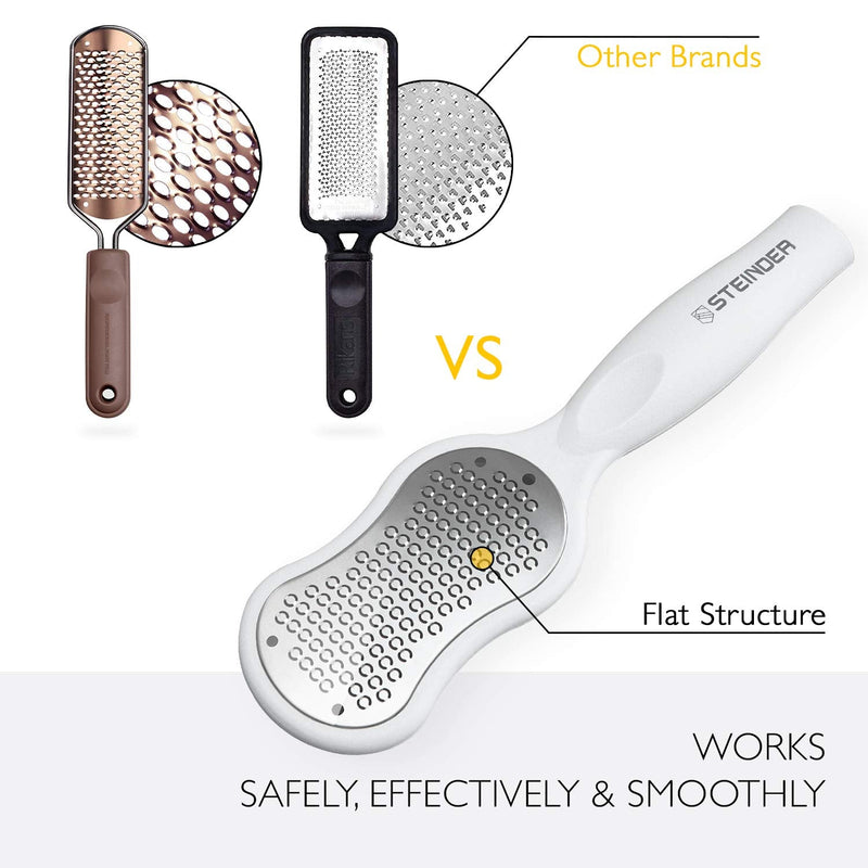 [Australia] - Steinder Foot File for Hard Skin Remover, Foot Scrubber Scraper, Feet Pedicure Kit, Foot Grater, Heel File, Foot Care Kit - White 