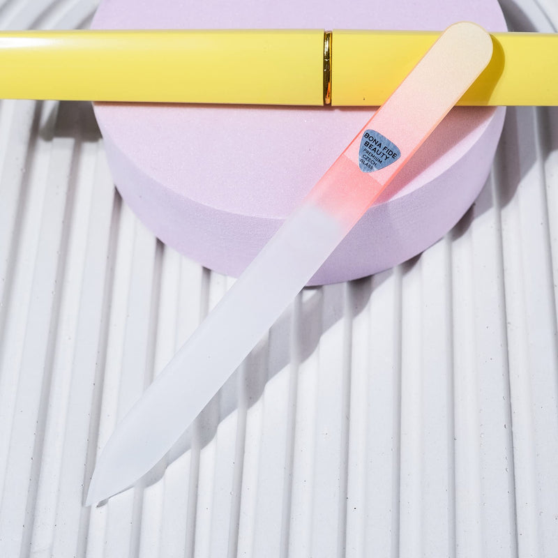 [Australia] - Premium Czech Glass Nail File by Bona Fide Beauty - Birthday Gifts for Women - Crystal Nail File Yelloworange 