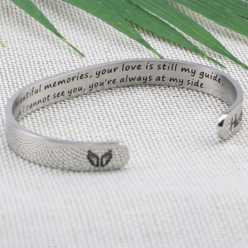 [Australia] - In Memory of Mom Dad Memorial Gifts for Loss of Mother Dad Grandma Grandpa Hushband Brother Sister loss of loved one Memorial Bracelet Grief Jewelry Sympathy Cuff Remembrance Bangle Aunt memorial gift 