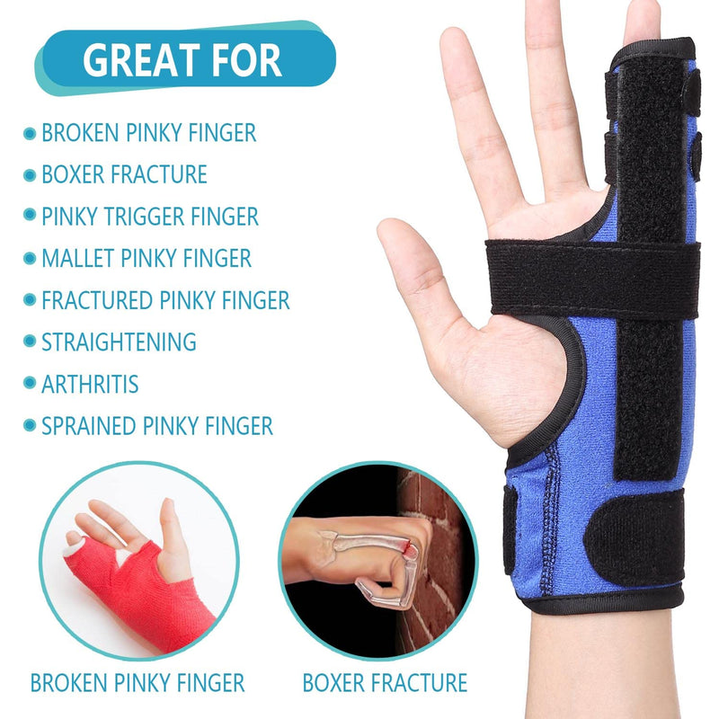 [Australia] - Fibee Boxer Fracture Splint, Pinky Finger Splint, Adjustable Two Finger Brace for 4th or 5th Finger, Metacarpal Splint Hand Brace for Arthritis Fracture Broken Mallet Dislocated Trigger Finger S/M 