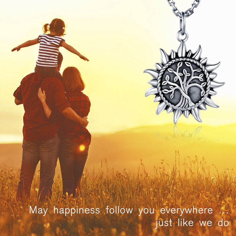 [Australia] - 925 Sterling Silver Urn Necklace Ring for Ashes Sunshine Cremation Keepsake Pendant Family Tree of Life Ashes Necklace Jewelry Locket Memorial Always in My Heart Memory Necklace Gift 