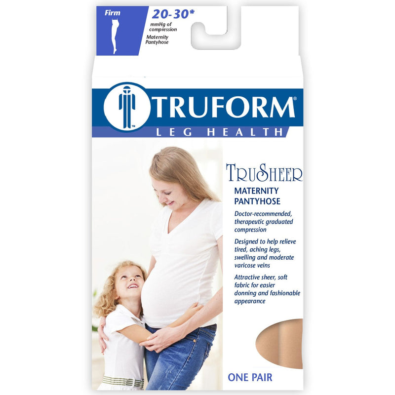 [Australia] - Truform Sheer Maternity Pantyhose, 20-30 mmHg Compression, Tummy Support, 20 Denier Large Beige 