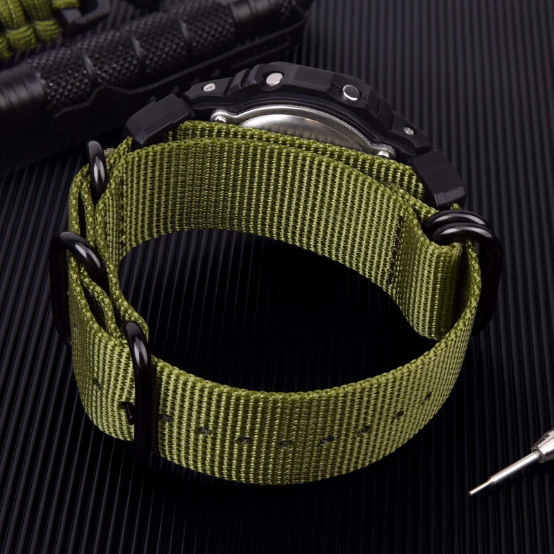 [Australia] - Ritche Military Ballistic Nylon Strap Replacement G-Shock Watch Bands Compatible with Casio G-Shock Watch Model DW-5600 / GWM-5610 / DWE-5600 / GMW-B5000 / GM-5600 / GW-B5600 / DW-D5500 / DW-5305 Armygreen 