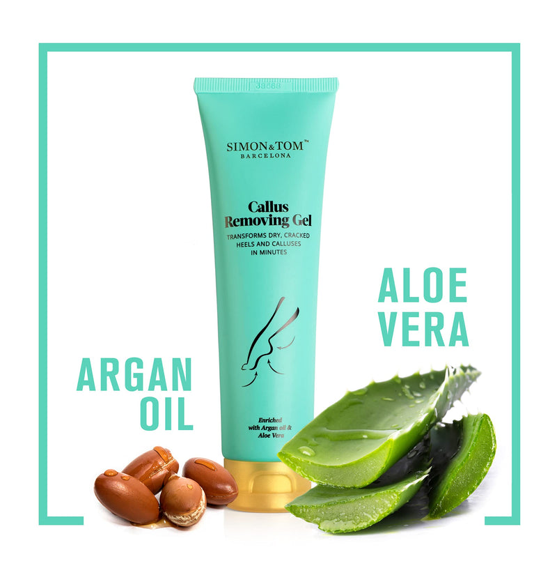 [Australia] - Simon&Tom Callus Remover - Exfoliating Peeling Gel 100 ml - Removes Hardness and Improves Cracked Heels - with Aloe Vera and Organic Argan Oil - Free of Parabens - Includes Nail File - Made in Spain 
