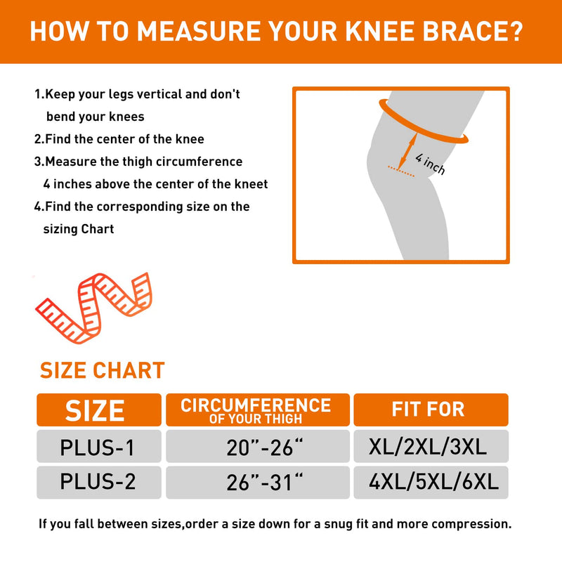 [Australia] - Plus Size Knee Brace for Women and Men,Extra Large Knee Braces for Knee Pain Plus Size,Patellar Knee Brace with Side Stabilizers for Meniscus Tear, Arthritis,Acl,Chondromalacia,Left(4XL/5XL/6XL) Plus-2-Left 