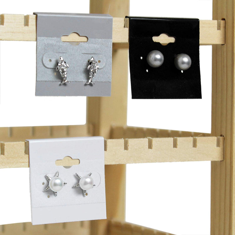 [Australia] - Mooca Plain 1.5" x 1.5" White Hanging Earring Cards Earring Card Holder, Earring Display Cards for Ear Studs, Velvet Plastic Display Earring Card Holder for Jewelry Accessory Display, 100 Pieces 
