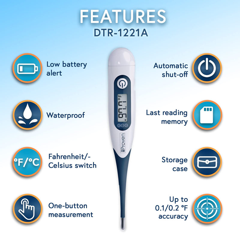 [Australia] - iProven Adult Digital Oral and Rectal Thermometer, Measures in 10 Seconds, with Flexible Tip, Fever Alarm, Thermometer for Kids and Babies 1 