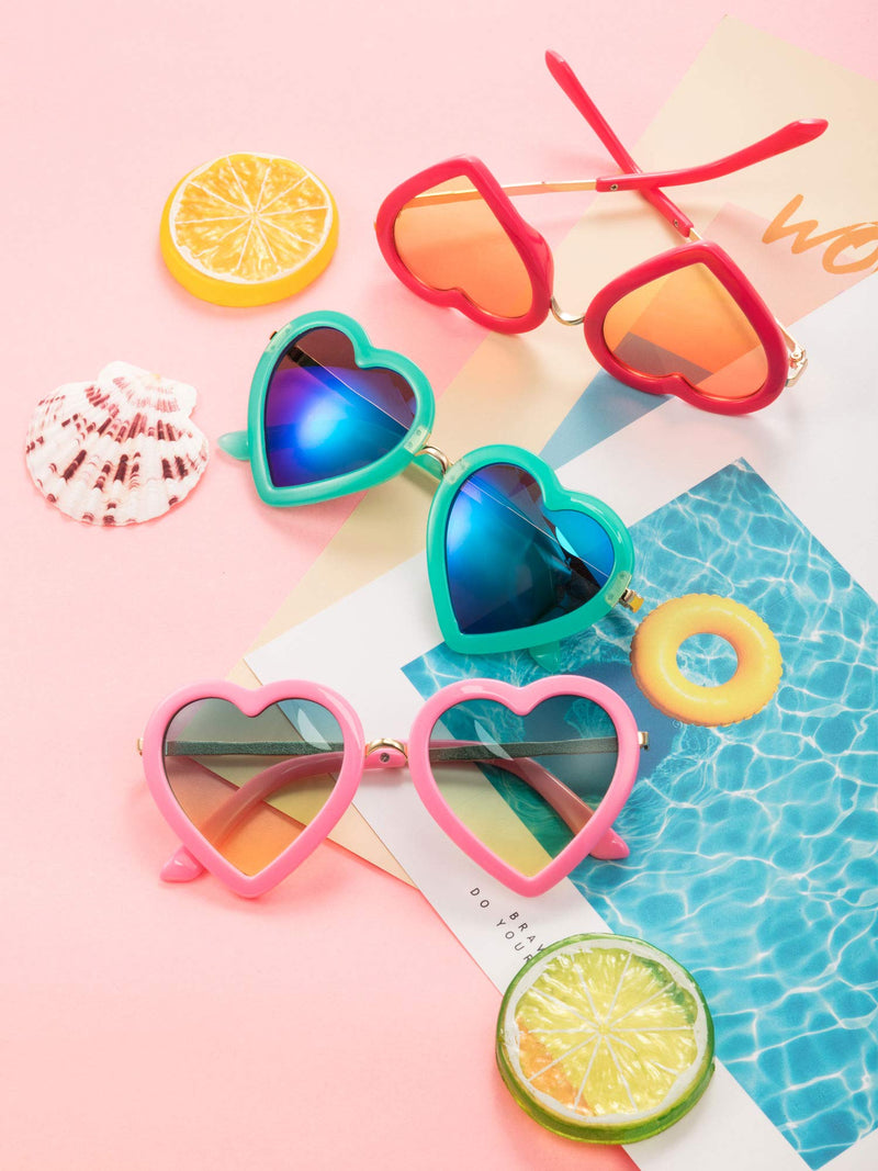 [Australia] - Kids Heart Shaped Sunglasses for Toddler Girls Color 1 3 Pair Centimeters 