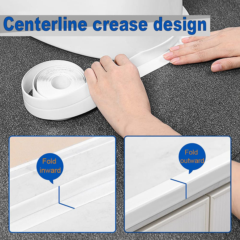 [Australia] - 2 Pack Tape Caulk Strip PVC Self Adhesive, Waterproof Caulking Sealing Tape, Shower Floor Wall Edge Protector, Caulking Sealing Tape for Kitchen, Sink (White) white 