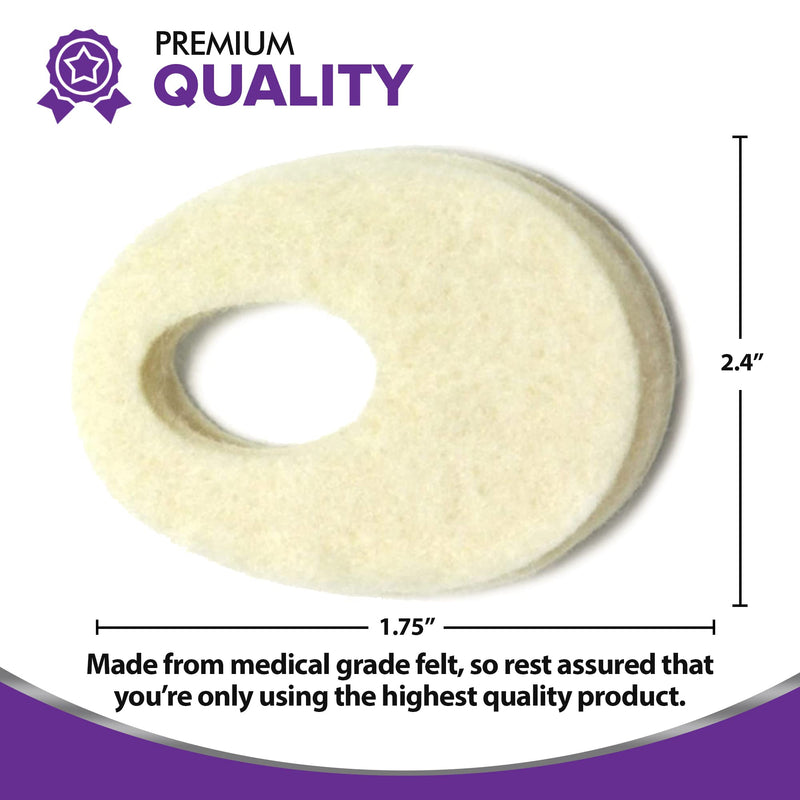 [Australia] - Oval Shaped Felt Callus Protective Pads - Adhesive Foot Pads That Surround Calluses from Rubbing On Shoes - 1/8" - 50 Pack 