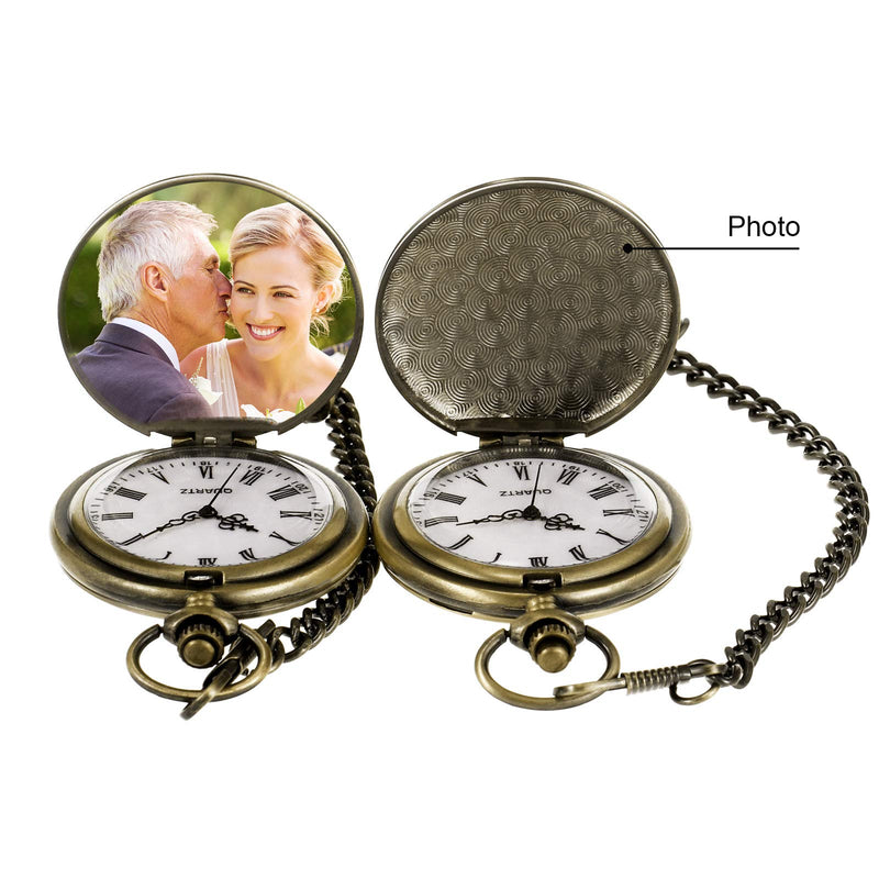 [Australia] - TREEWETO Engraved Pocket Watch Gift for Dad, Men, Father, Father-in-Law, Birthday Christmas Memory Gifts Present to Papa Daddy Bronze 