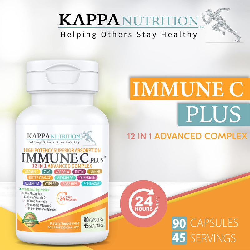 [Australia] - (90 Capsules), Quercetin 1,000mg, Vitamin C 1,000mg, Zinc 50mg, Vitamin D3 5,000iu, Selenium, Copper, Acerola, Ginger, Rutin, Bitter Orange, Rose Hips, Echinacea, Immune C Plus, 12 in 1 Immune Support 90 Count (Pack of 1) 