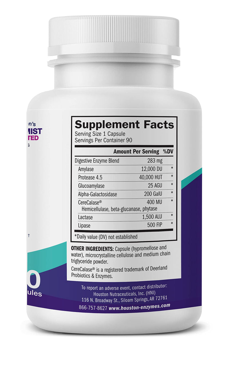 [Australia] - Houston Enzymes – Zyme Prime – 90 Capsules – Professionally Formulated to Support Digestion of Carbohydrates & Fats – Enhanced with Lactase for Lactose Intolerance – Helps Relieve Gas & Bloating 