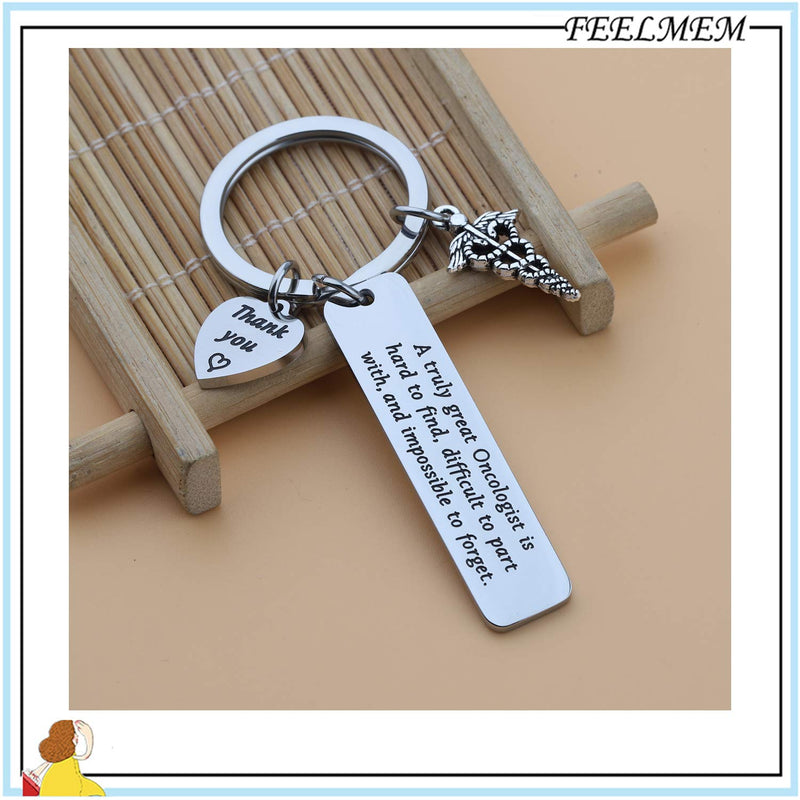 [Australia] - FEELMEM Oncologist Keychain Oncologist Gift A Truly Great Oncologist is Hard to Find and Impossible to Forget Keychain Thank You Gift Retirement Gift for Oncology Doctor silver 