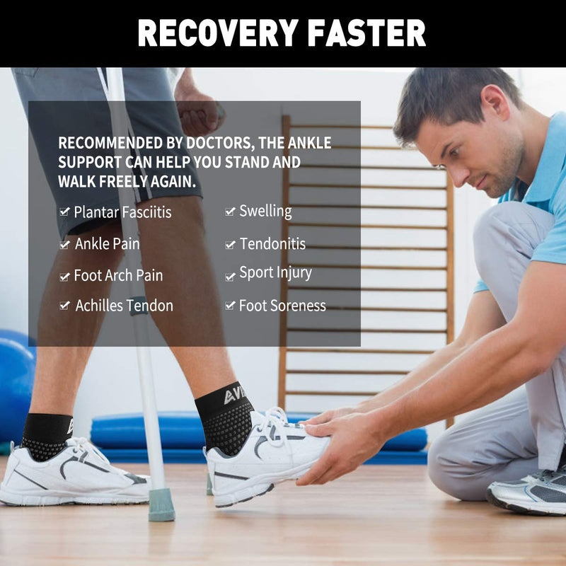 [Australia] - AVIDDA Plantar Fasciitis Socks 1 PAIR, Compression Foot Sleeves for Sport Arthritis Pain Relief, Ankle Support Brace for Men and Women Black M Black Pair 