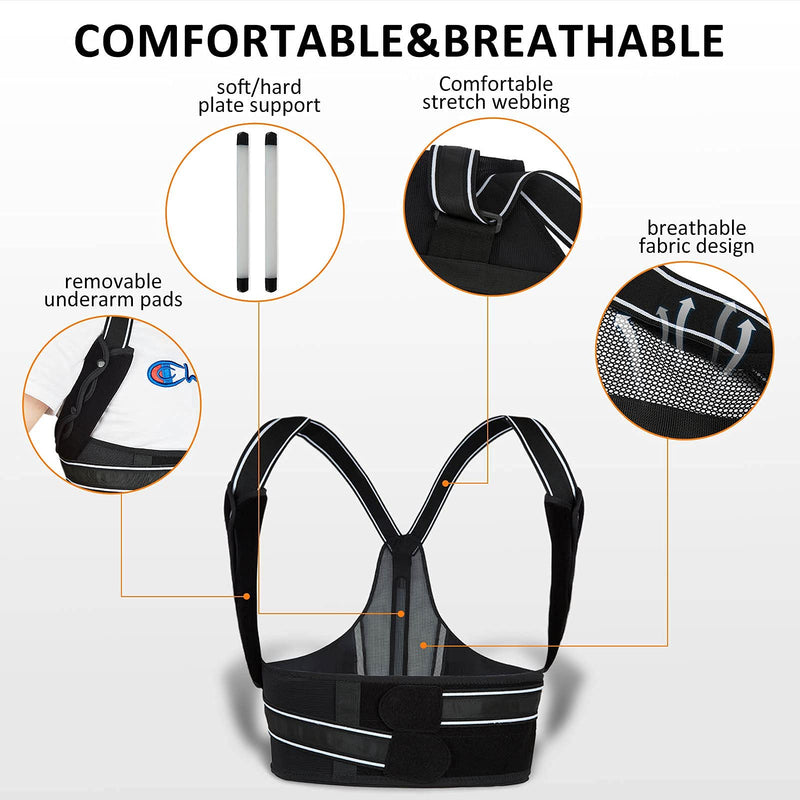 [Australia] - Posture Corrector for Women and Men Under Clothes,Breathable Back Brace with Replaceable Support Plates, Adjustable Back Straightener for Neck, Shoulder and Back Pain Relief(Medium) Medium 